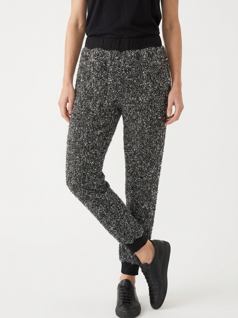 JUST LIVING | Fuzzy Joggers Sweatpants Black M